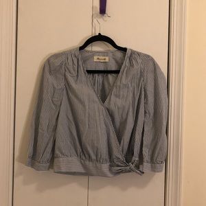 Madewell XS Pinstripe Wrap Shirt